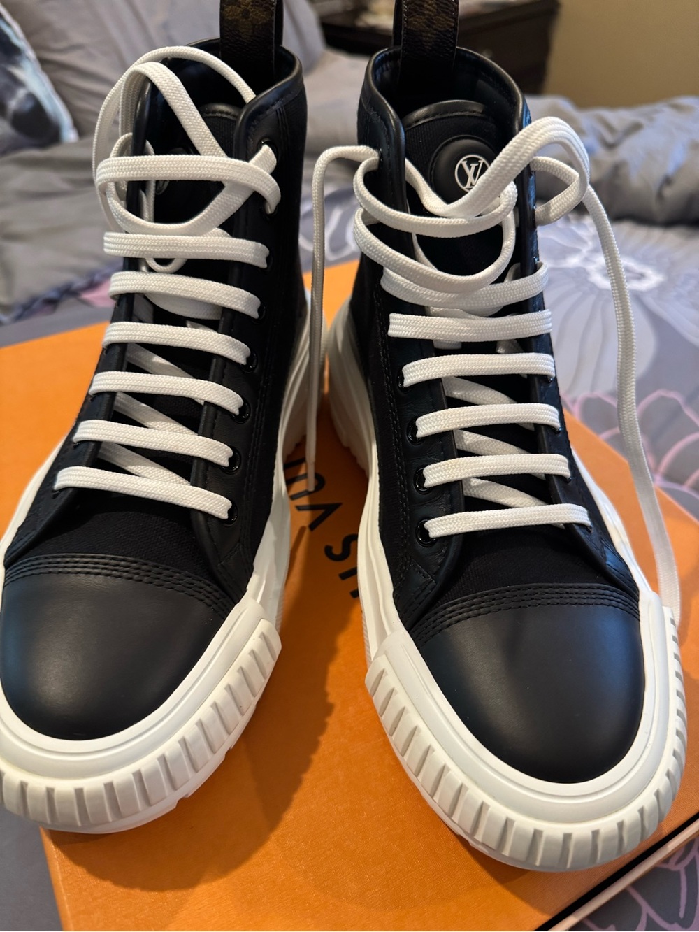 Louis Vuitton Black and White High-Top Men's Sneakers